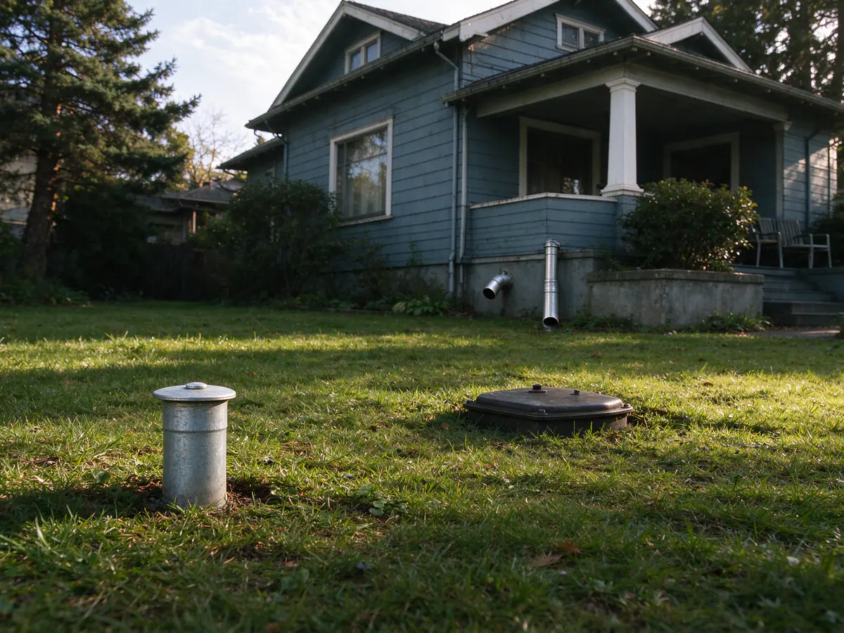 Fill pipe of a buried heating oil tank in a Seattle yard
